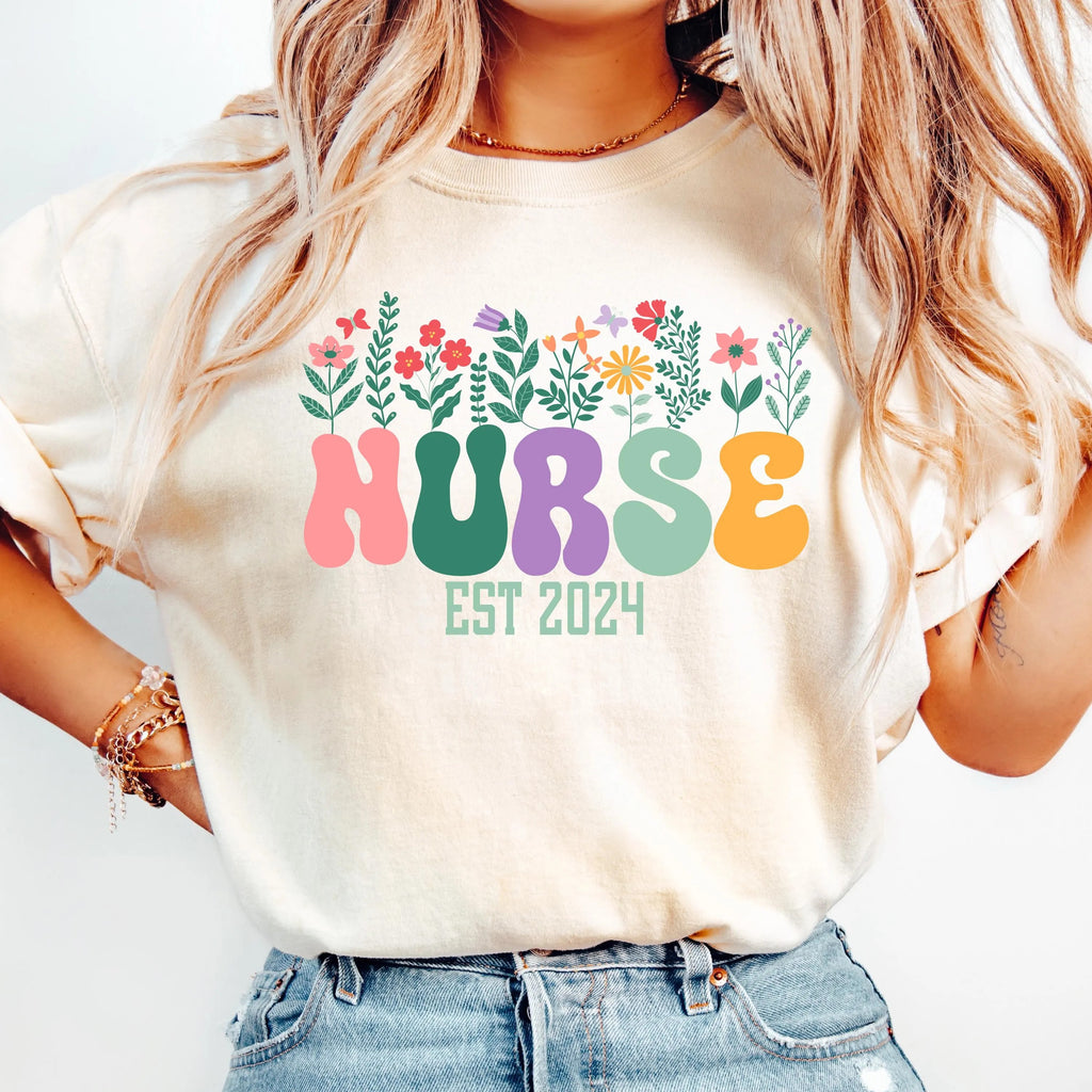 Nurse Est 2024 Groovy Typography
