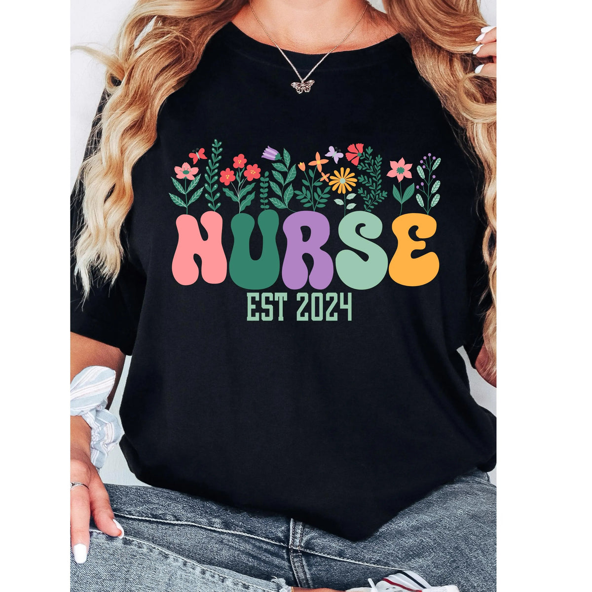 Nurse Est 2024 Groovy Typography