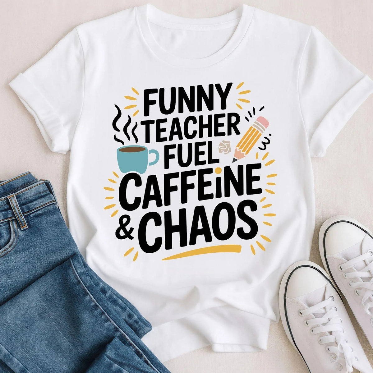 Teacher Life Coffee Chaos Funny Quote