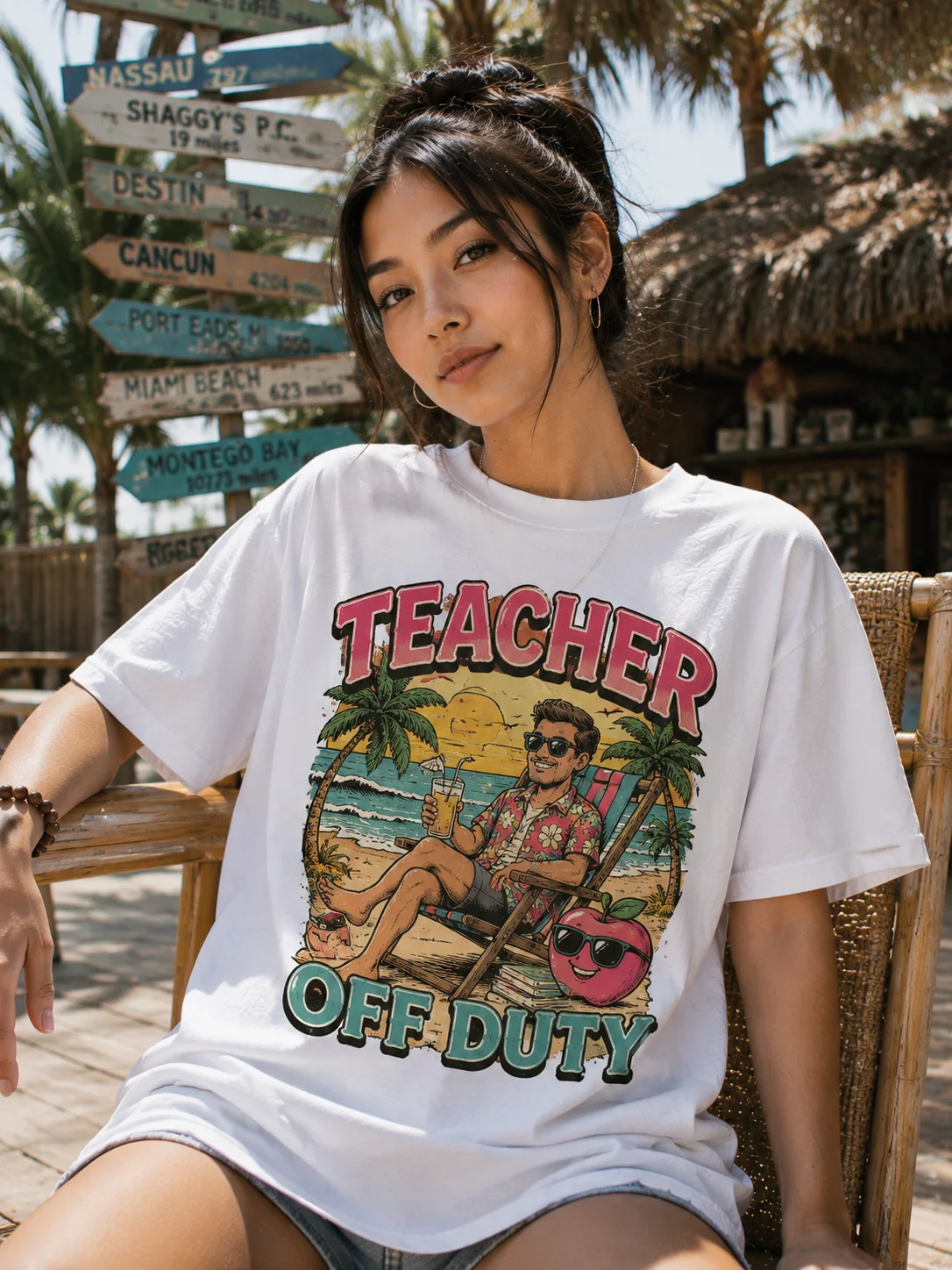 Teacher Off Duty Summer Funny Tee