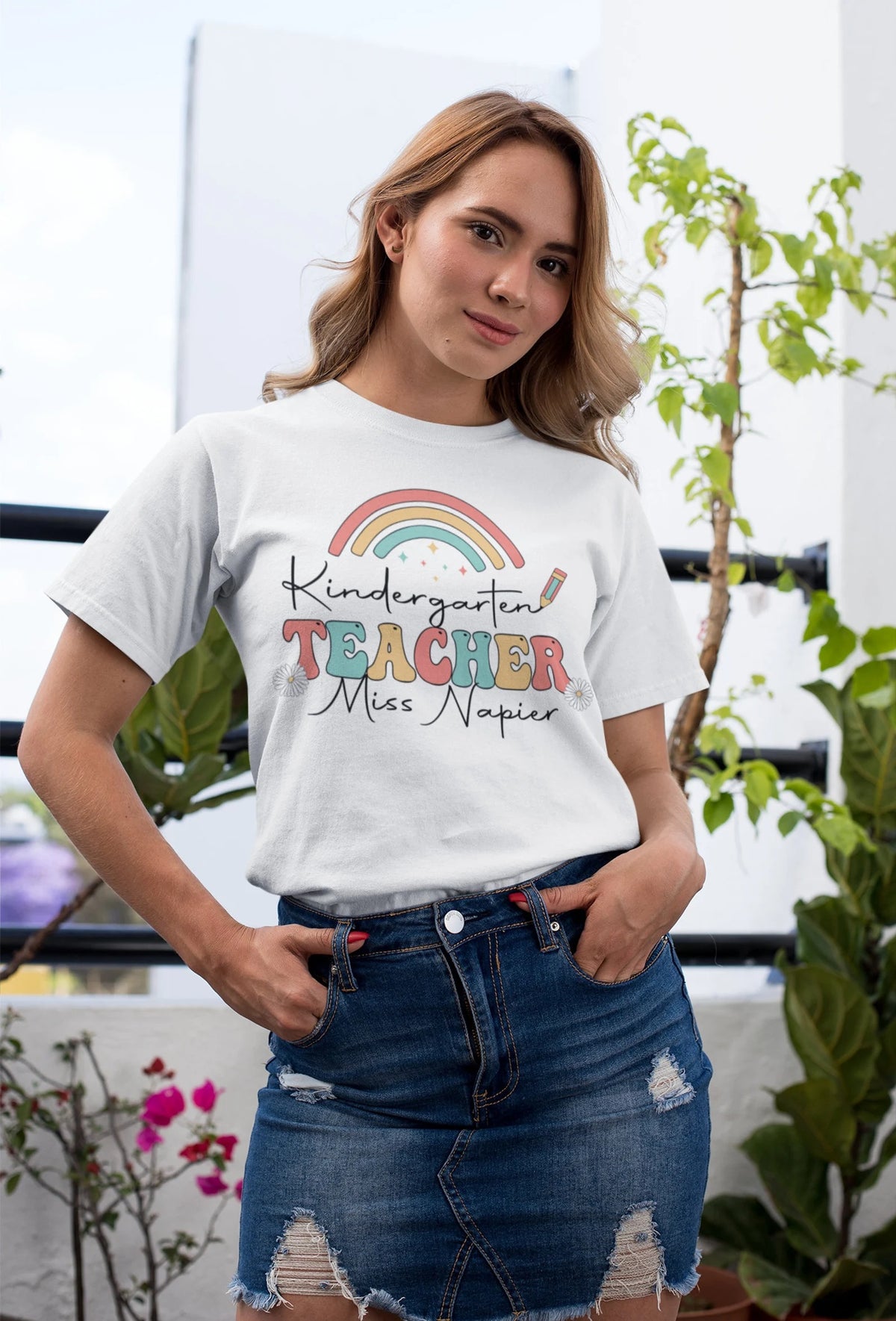 Kindergarten Teacher Retro Rainbow Sublimation