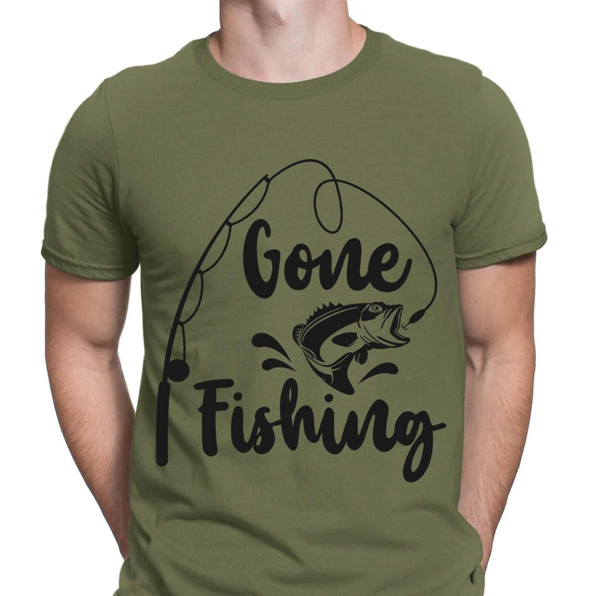 Gone Fishing Funny Dad Typography